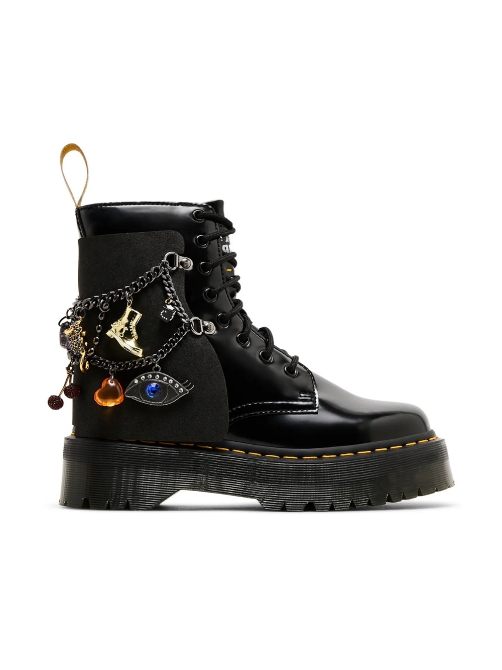 Marc Jacobs X Dr. Martens Black Leather Lace-Up Charm Combat Boots - Picture 8 of 16